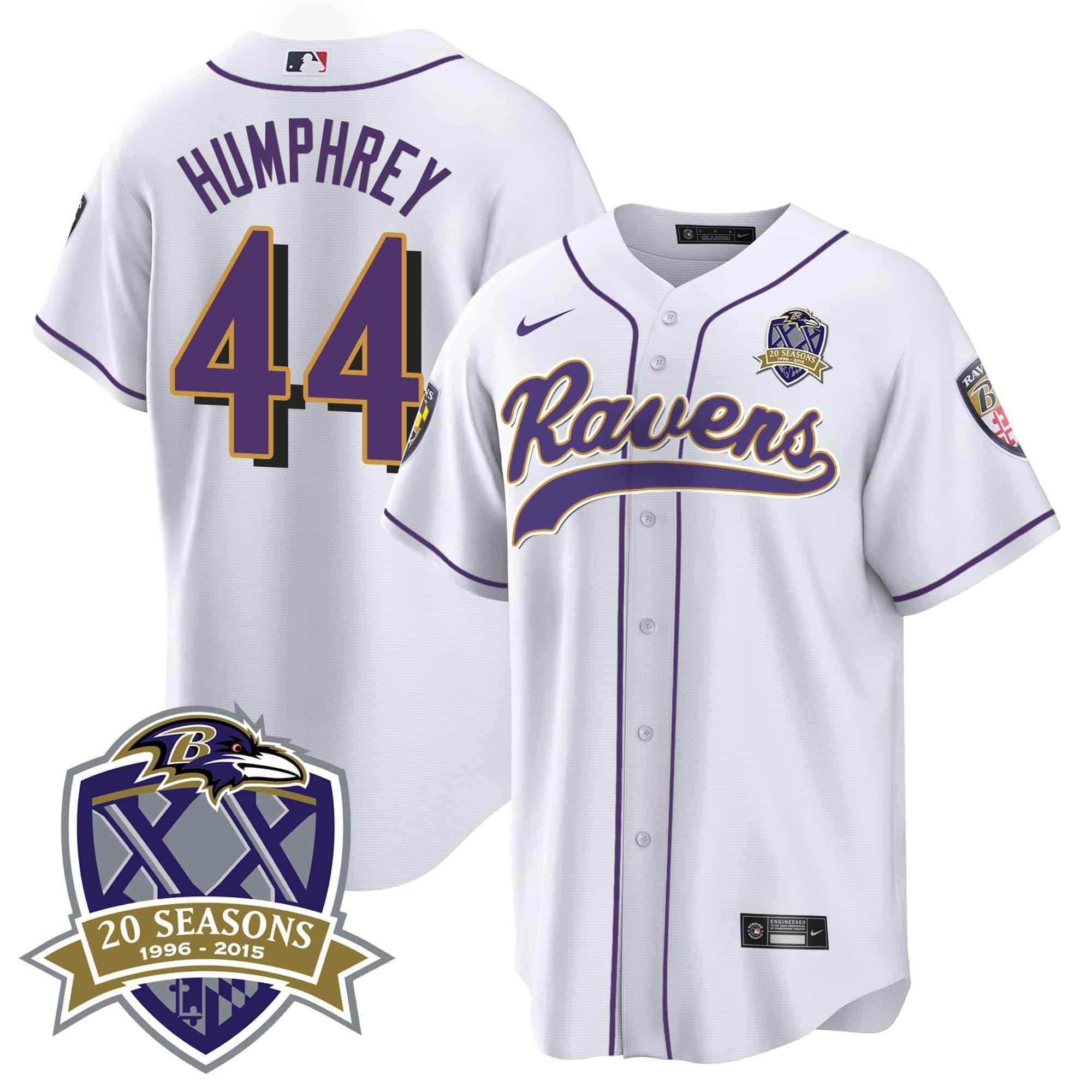 Men Baltimore Ravens #44 Humphrey White 2024 Nike 20th Season Patch Baseball NFL Jersey->indianapolis colts->NFL Jersey